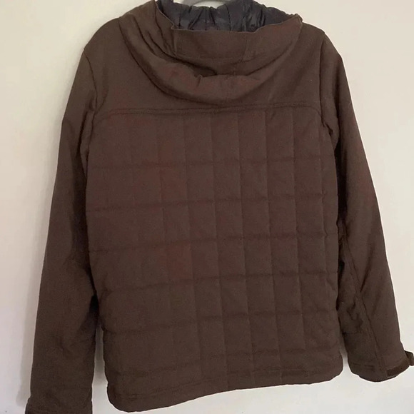 Prana Mens sz S jacket brown hooded and quilted thick warm jacket adjustable - Picture 8 of 9